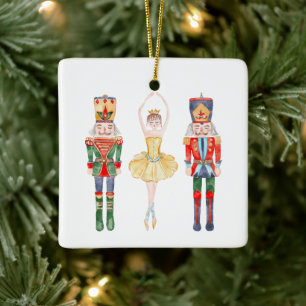 Watercolor Nutcracker Ballet Personalized Ceramic Ornament