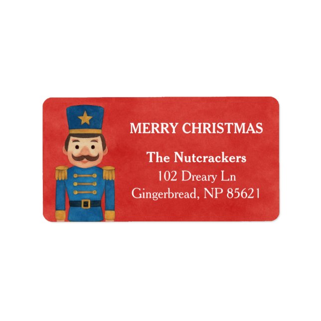 Watercolor Nutcracker Christmas Address Label (Front)