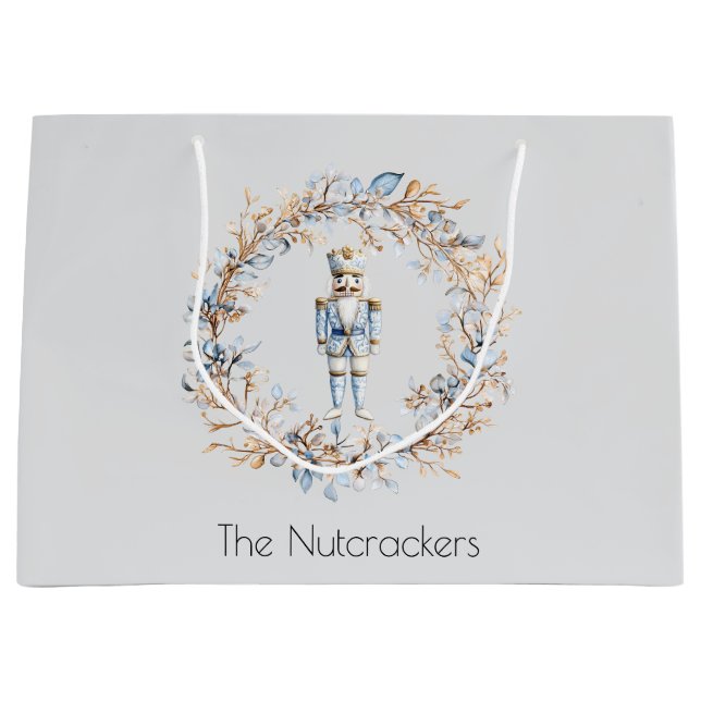 Watercolor Nutcracker Christmas Large Gift Bag (Front)