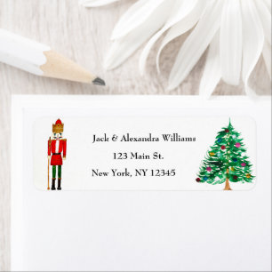 Watercolor Nutcracker Christmas Return Address Label