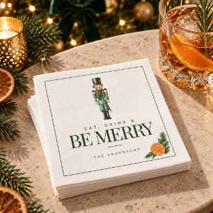 Watercolor Nutcracker Eat Drink Be Merry Party Napkin