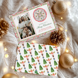 Watercolor Nutcracker Medallion Christmas Holiday Card
