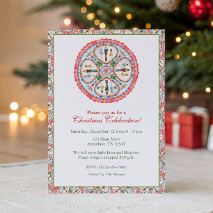 Watercolor Nutcracker Medallion Christmas Party Invitation