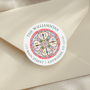 Watercolor Nutcracker Medallion Return Address Classic Round Sticker