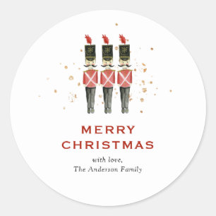 Watercolor Nutcracker Merry Christmas Classic Round Sticker
