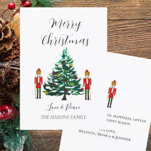 Watercolor Nutcracker Merry Christmas Festive Holiday Card