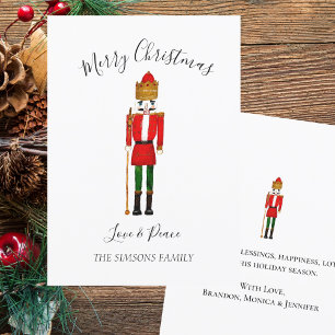 Watercolor Nutcracker Merry Christmas Festive Holiday Card