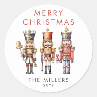 Watercolor Nutcracker Modern Minimal Christmas Classic Round Sticker
