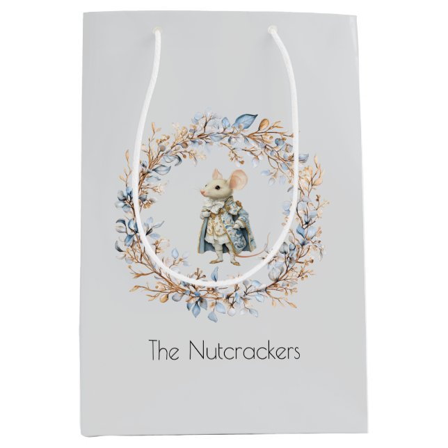 Watercolor Nutcracker Mouse King Christmas Medium Gift Bag (Front)