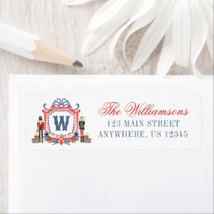 Watercolor Nutcracker Mouse Monogram Crest Address Return Address Label