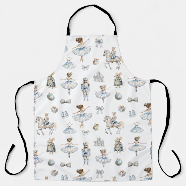 Watercolor Nutcracker Pattern Christmas Apron (Front)