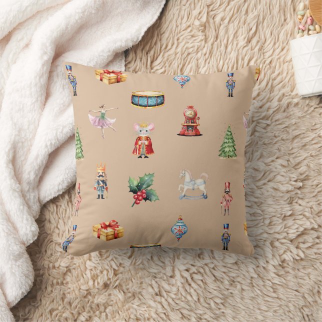 Watercolor Nutcracker Pattern Cushion (Blanket)