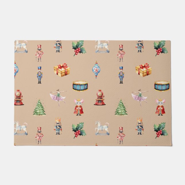 Watercolor Nutcracker Pattern Doormat (Front)