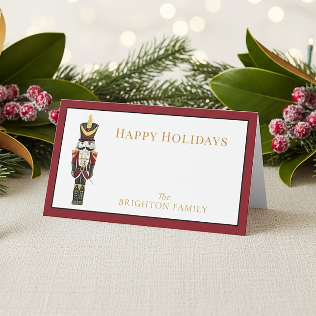 Watercolor Nutcracker Red Christmas Holiday Place Card (Creator Uploaded)
