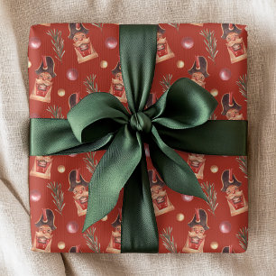 Watercolor Nutcracker Spruce Christmas Pattern Wrapping Paper