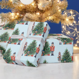 Watercolor Nutcrackers and Christmas Tree  Wrapping Paper