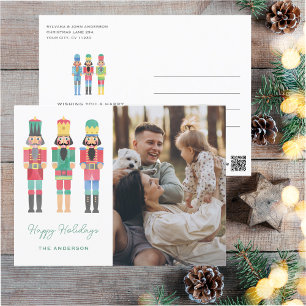 WATERCOLOR NUTCRACKERS WITH PHOTO CHRISTMAS  POSTCARD