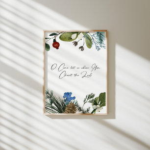 Watercolor o come let us adore him poster