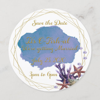 Watercolor O-Fish-Al Couples Engagement Invitation