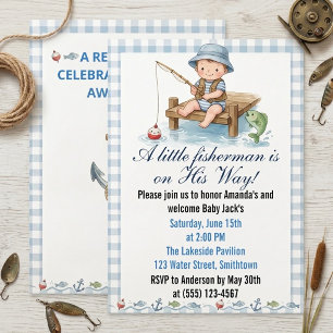 Watercolor O-Fish-Ally Little Fisherman Boy Invitation