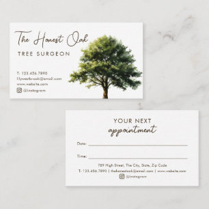 Watercolor Oak Tree Modern Elegant Script Appointment Card