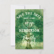 Watercolor Oak Tree Retro Rustic Family Reunion