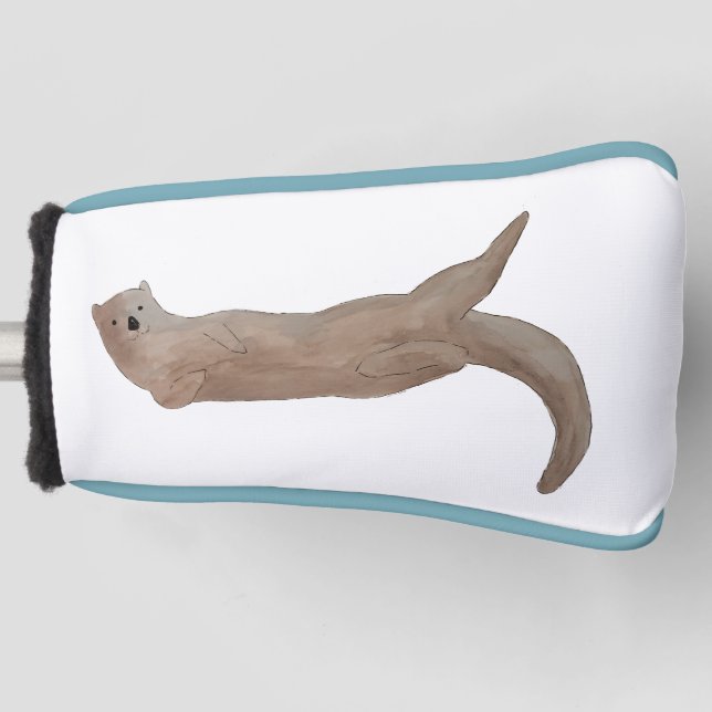 Watercolor Ocean Animal Sea Otter Golf Head Cover (Front)
