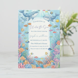 Watercolor Ocean Animals Baby Shower Invitation