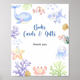 Watercolor ocean animals - Books cards and gifts Poster