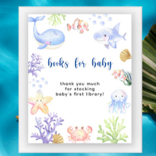 Watercolor ocean animals - Books for baby Poster