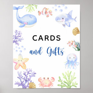 Watercolor ocean animals - cards and gifts poster