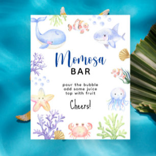 Watercolor ocean animals - momosa bar poster