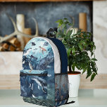 Watercolor Ocean Animals | Monogram Printed Backpack<br><div class="desc">Trendy monogram design. Personalise with your name, monogram, initial or text. Perfect for wherever you go – whether you’re on the commute, at the gym or exploring the outdoors. Design personalised backpacks for school, work, or adventures in the wild. Get one for yourself! Get prepared for a festival, hike, or...</div>