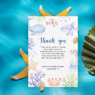 Watercolor ocean animals - thank you baby shower