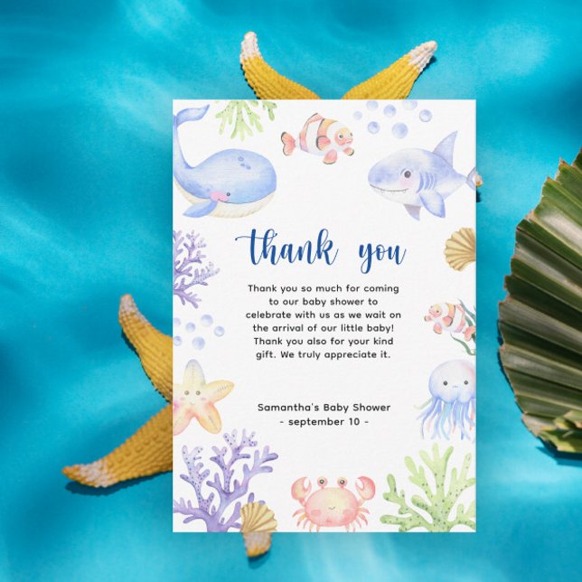 Watercolor ocean animals - thank you baby shower (Creator Uploaded)