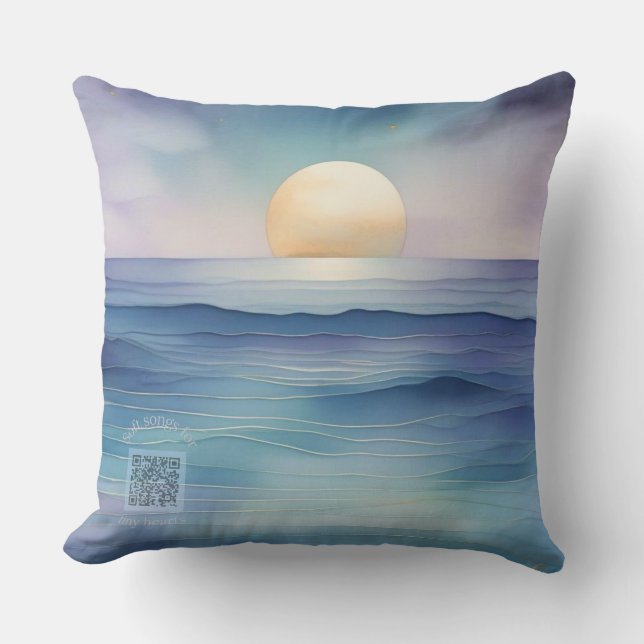 Watercolor Ocean at Twilight Nursery Pillow (Front)