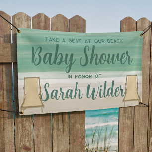 Watercolor Ocean Beach Baby Shower Banner