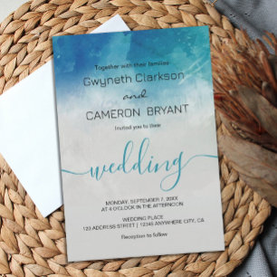 Watercolor Ocean Beach Summer Wedding  Invitation