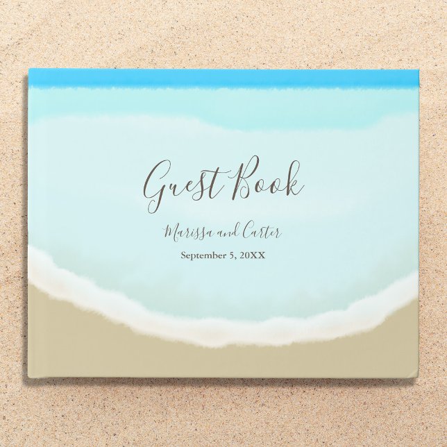 Watercolor Ocean Beach Wedding Guest Book (Creator Uploaded)
