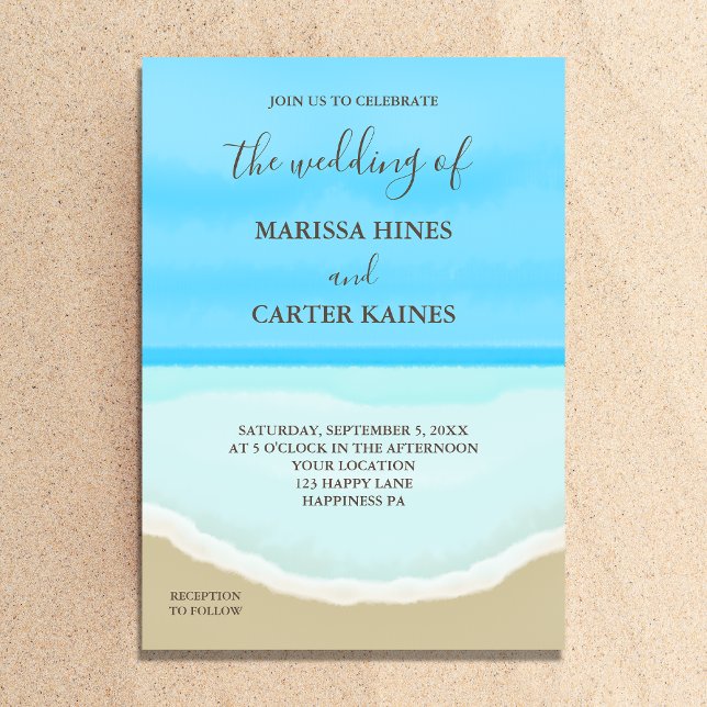 Watercolor Ocean Beach Wedding Invitation (Creator Uploaded)