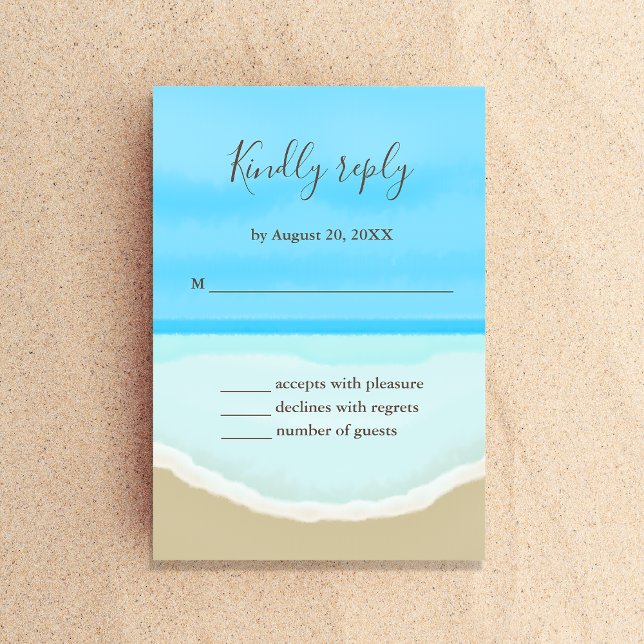 Watercolor Ocean Beach Wedding RSVP Card (Creator Uploaded)