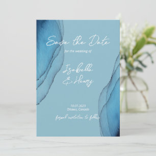 Watercolor ocean blue aquamarine Save The Date