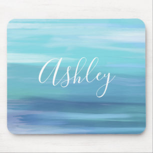 Watercolor Ocean Blue Personalised Mouse Pad
