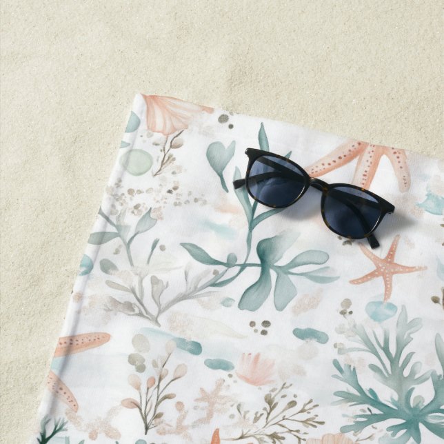 Watercolor Ocean Breeze Pattern  Beach Towel (In Situ)