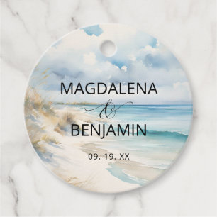 Watercolor Ocean Coastal On the Beach Wedding Favour Tags