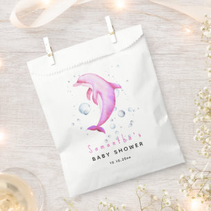 Watercolor ocean dolphin baby shower favour bag