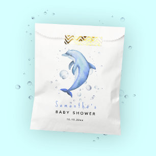 Watercolor ocean dolphin baby shower favour bag