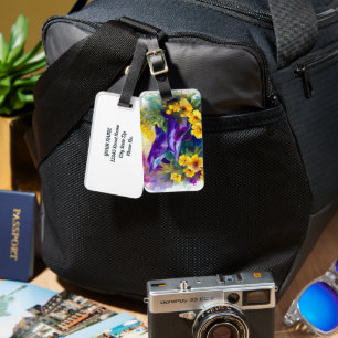 Watercolor Ocean Dolphins Tropical Flowers Luggage Tag