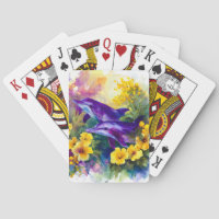 Watercolor Ocean Dolphins Tropical Flowers