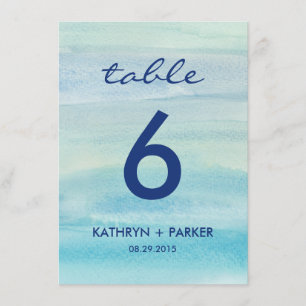 Watercolor Ocean Double-Sided Table Number Card